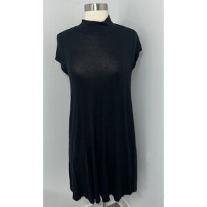 LA Hearts Dress Womens Medium Black T-shirt Mock Neck Short Cap Sleeve Casual
